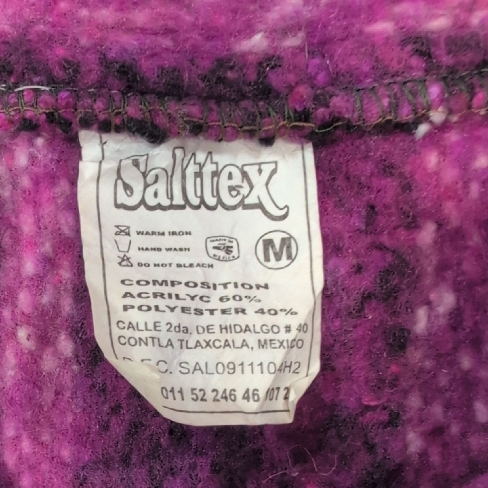 Salttex Baja Hoodie M Purple Pink Striped Mexican Drug Rug Poncho - Picture 2 of 7